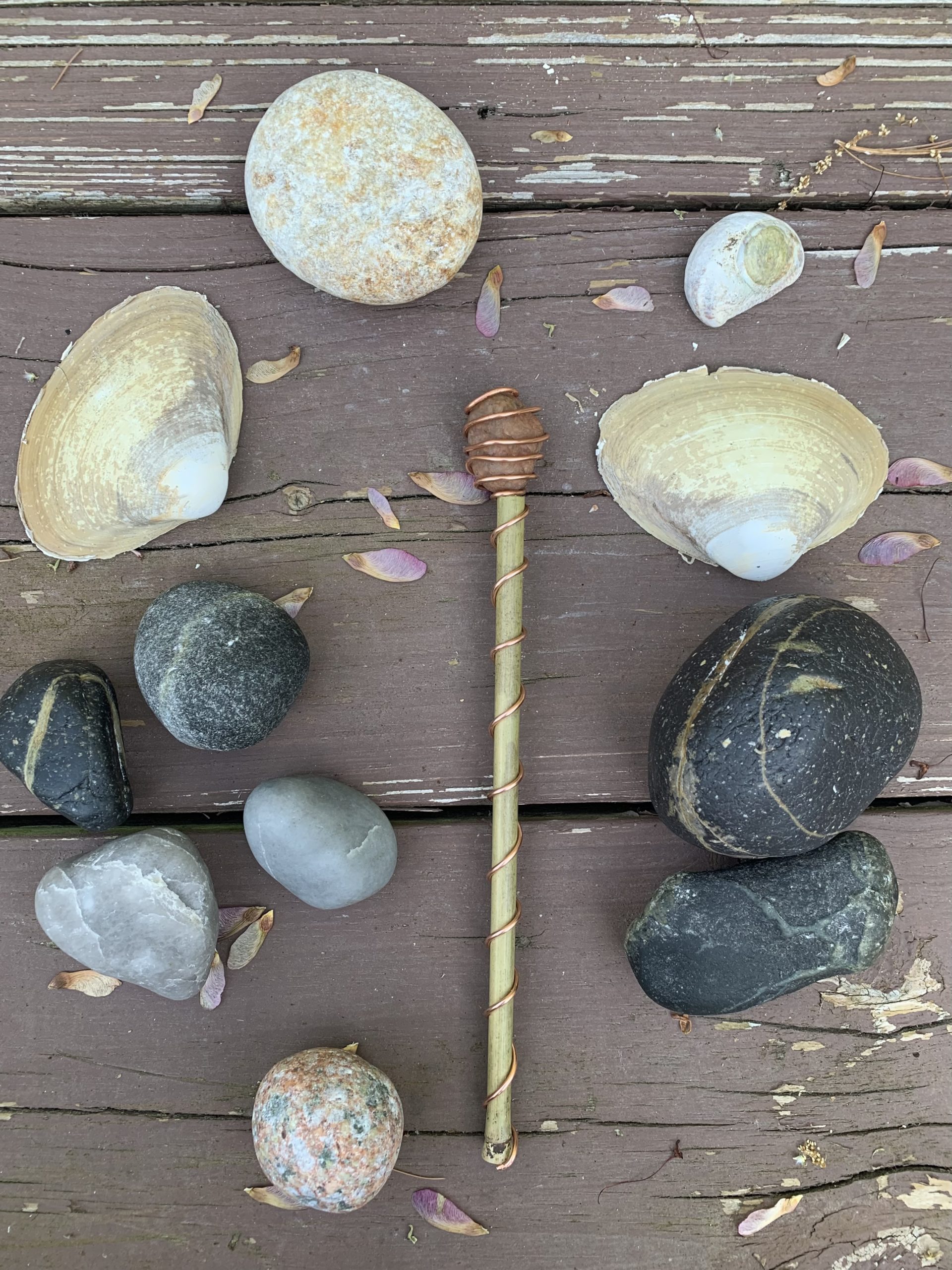 Ocean Stone, Copper, and Bamboo Wand #1