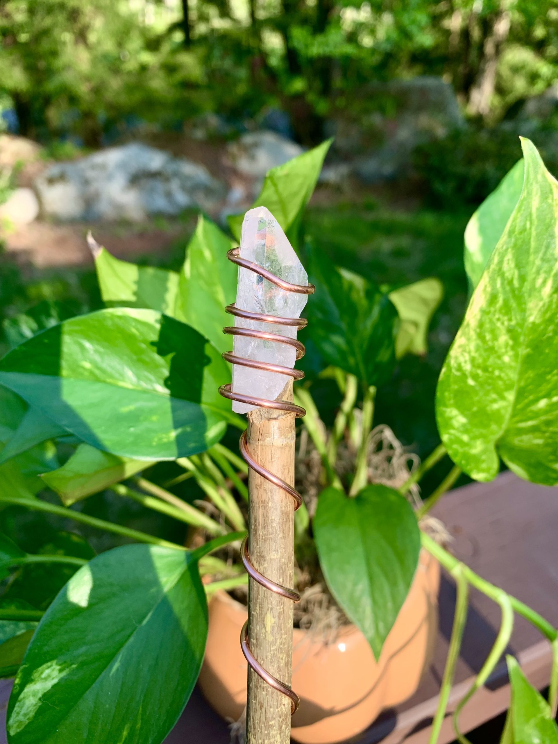 Clear Quartz, Copper, and Bamboo Wand #5