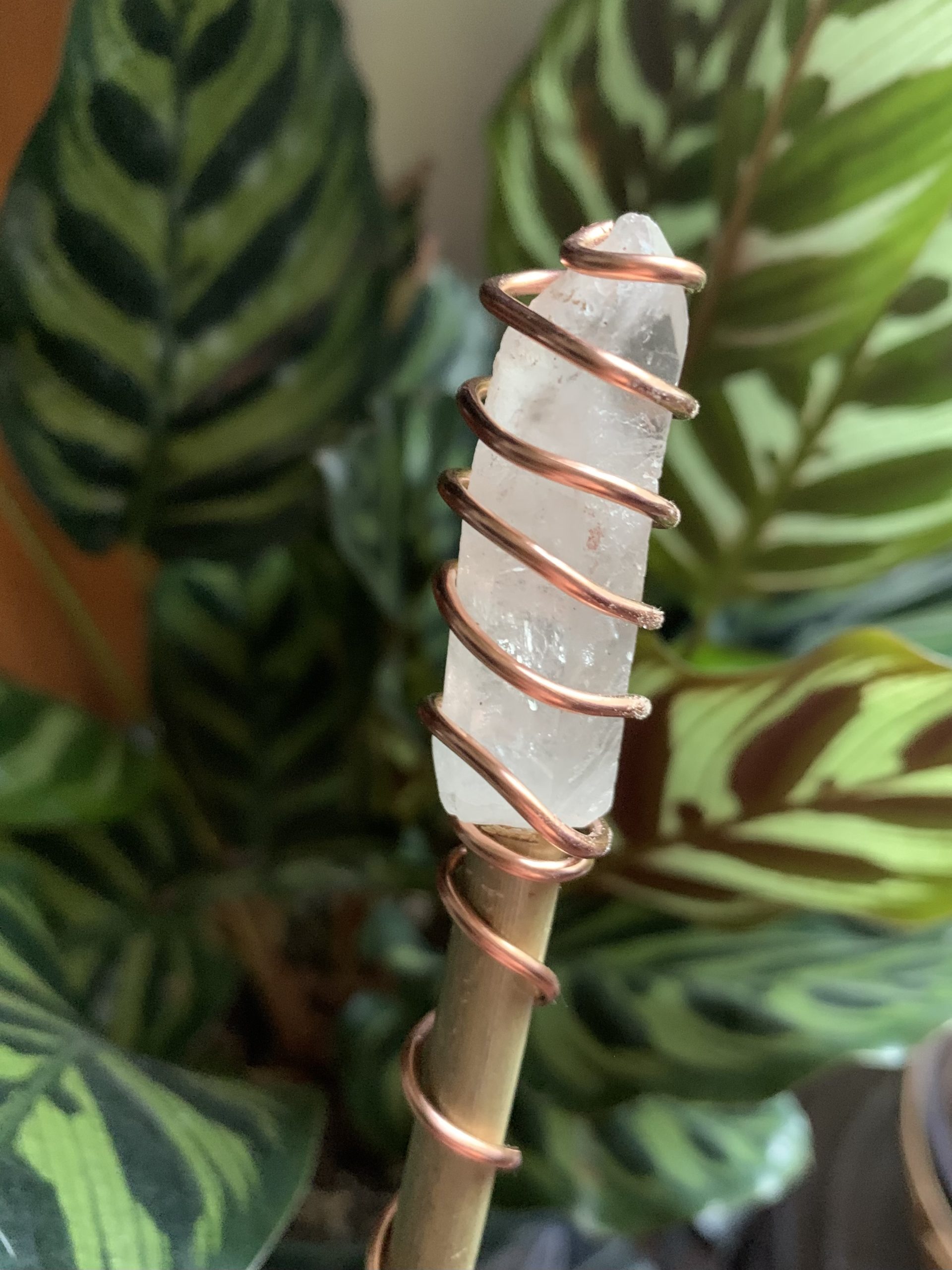 Clear Quartz, Copper, and Bamboo Wand #2