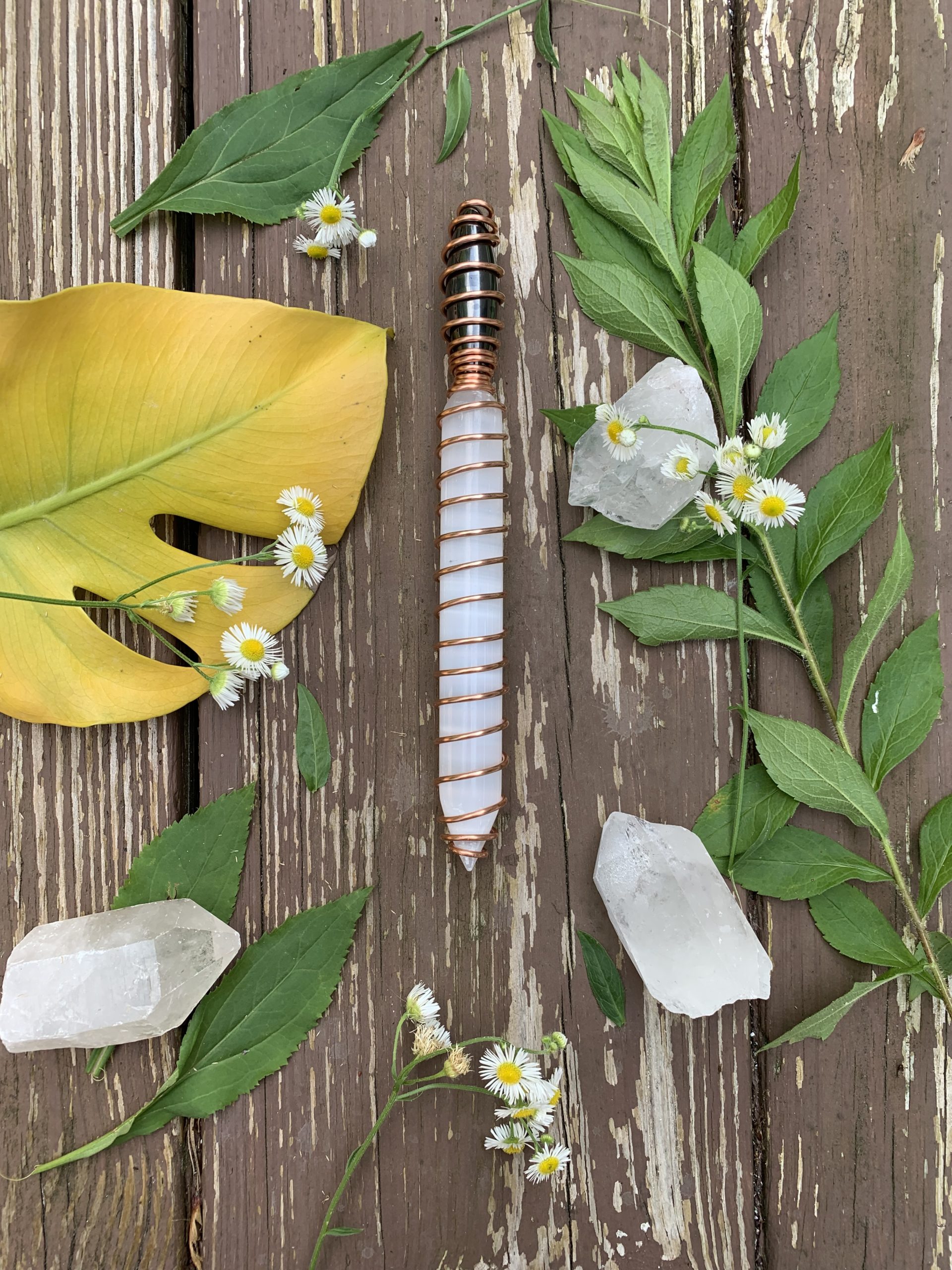 Selenite, Magnetic Hematite, and Copper Energy Healing Wand / SOLD OUT