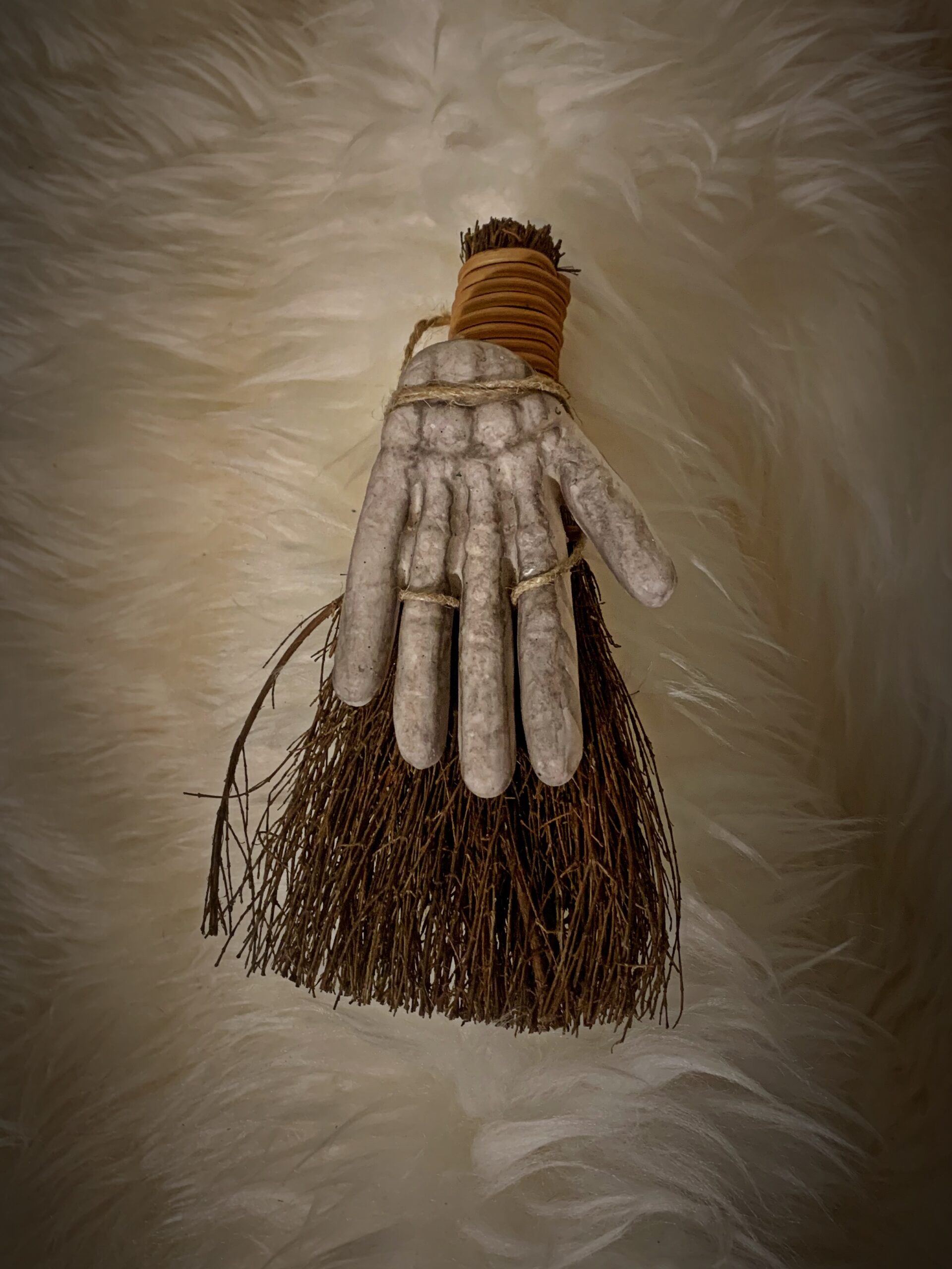 Skeleton Hand Smudge Broom and Altar Besom